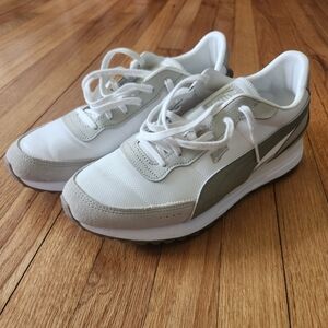 Puma White Sneakers with Khaki Accent